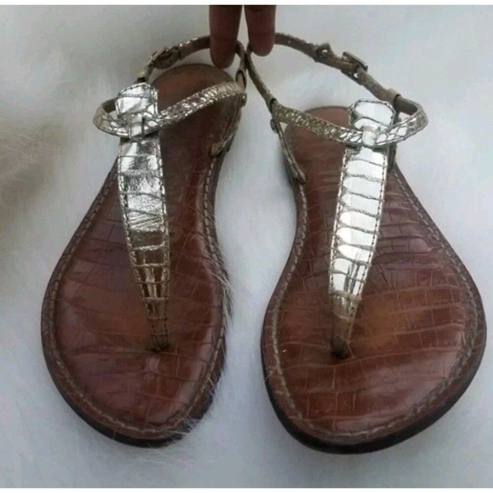 Sam Edelman Gigi thong gold leather sandals Women’s size 6.5